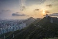 Fai Ngo Shan Mountain observatory foggy sunset drone view