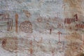 Faicales Cave paintings in prehistory in San Ignacio Cajamarca Peru with figures of hunters and warriors from 5000 to 10000 BC