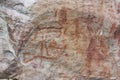 Faicales Cave paintings in prehistory in San Ignacio Cajamarca Peru with figures of hunters and warriors from 5000 to 10000 BC