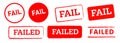 Fail failed text red rubber stamp label sticker decline defeat rejection unaccepted sign