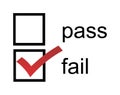 Fail pass checkbox with red fail checked Royalty Free Stock Photo