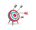 Failed arrow shot. Target with arrows. Failure concept. Broken arrow Royalty Free Stock Photo