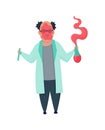 Failed experiment. Mad professor in lab coat. Crazy scientist stereotype. Doctor research in a laboratory lab. Evil