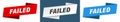 Failed banner. failed ribbon label sign set Royalty Free Stock Photo
