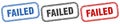 failed square isolated sign set. failed stamp. Royalty Free Stock Photo