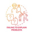 Failing to explain problems red gradient concept icon Royalty Free Stock Photo