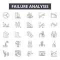 Failure analysis line icons, signs, vector set, outline illustration concept