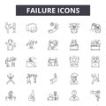 Failure line icons for web and mobile design. Editable stroke signs. Failure outline concept illustrations