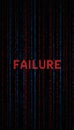 Failure message on binary code screen showing technical issues Royalty Free Stock Photo