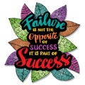 Failure is not the opposite of success. it is part of success. Motivational quotes Royalty Free Stock Photo