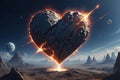 Heart shaped rock against the background of the planet Royalty Free Stock Photo