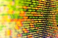 Failure in the program, blue screen, programming. Programming Javascript on laptop computer screen. Digital abstract bits data Royalty Free Stock Photo