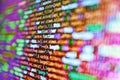 Failure in the program, blue screen, programming. Template of website, selective focus. Monitor closeup of function source code. Royalty Free Stock Photo