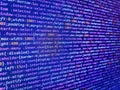 Failure in the program, blue screen, programming. Writing programming functions on laptop. Database bits access stream Royalty Free Stock Photo