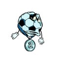 Failure second place silver medal. Character soccer ball footbal