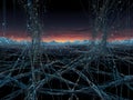 Failure of a technologically advanced network, with data streams faltering and connections wavering