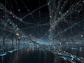 Failure of a technologically advanced network, with data streams faltering and connections wavering