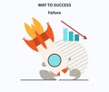 Failure on the way to success. Rocket crash as collapse or accident Royalty Free Stock Photo