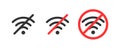 Failure wifi icon. Offline symbol. No Internet connection icon. Simple wifi signal sign. Disconnected wireless internet Royalty Free Stock Photo