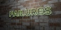 FAILURES - Glowing Neon Sign on stonework wall - 3D rendered royalty free stock illustration