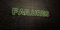 FAILURES -Realistic Neon Sign on Brick Wall background - 3D rendered royalty free stock image