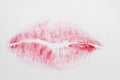 faint lipstick print on white paper Royalty Free Stock Photo