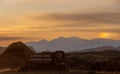 Faint Rainbow Over The Henry Mountains and Capitol Reef National Park Sign Royalty Free Stock Photo