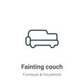 Fainting couch outline vector icon. Thin line black fainting couch icon, flat vector simple element illustration from editable