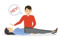 Fainting first aid. Emergency situation, unconscious person