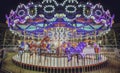 Fair.Carousel with horses. Horse rides kids carousel at the fair Royalty Free Stock Photo