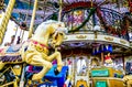 Fair carousel, Photo image a Beautiful panoramic view of Paris M Royalty Free Stock Photo