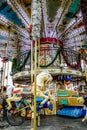 Fair carousel, Photo image a Beautiful panoramic view of Paris Metropolitan City Royalty Free Stock Photo