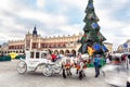 Fair in KRAKOW. Main Market Square and Sukiennice in the evening. Royalty Free Stock Photo