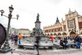 Fair in KRAKOW. Main Market Square and Sukiennice in the evening. Royalty Free Stock Photo