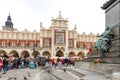 Fair in KRAKOW. Main Market Square and Sukiennice in the evening. Royalty Free Stock Photo