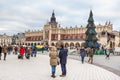 Fair in KRAKOW. Main Market Square and Sukiennice in the evening. Royalty Free Stock Photo