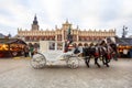 Fair in KRAKOW. Main Market Square and Sukiennice in the evening.