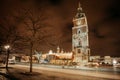 Fair in KRAKOW. Main Market Square and Sukiennice in the evening. Royalty Free Stock Photo