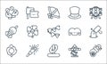 fair line icons. linear set. quality vector line set such as cannon, ring, ring of fire, carousel, sparkler, dart, clown, magic