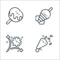 fair line icons. linear set. quality vector line set such as confetti, fireworks, dart