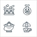 fair line icons. linear set. quality vector line set such as tea cup ride, pirate ship, unicycle