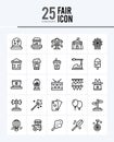 25 Fair Outline icons Pack vector illustration Royalty Free Stock Photo