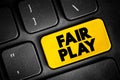 Fair play text quote button on keyboard, concept background Royalty Free Stock Photo