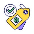 Fair price or trade color line icon. Minimum price paid for certain products imported from developing countries. Pictogram for web