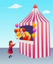 Fair tent with clown flat vector illustration