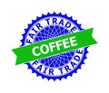 FAIR TRADE COFFEE Bicolor Clean Rosette Template for Watermarks Royalty Free Stock Photo