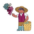 Vine yard owner in doodle style