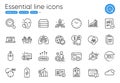 Fair trade, Time management and Inspect line icons. For website, printing and application. Vector