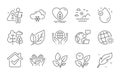 Fair trade, Tree and Feather icons set. Local grown, Leaf and Snow weather signs. Vector