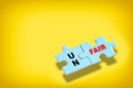 Fair and unfair concept with competition in business idea